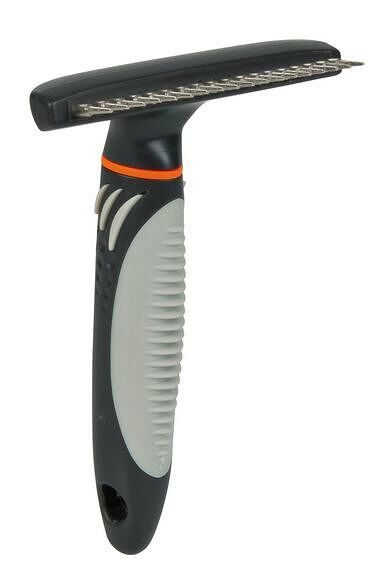 Trixie Расческа-грабли для кошек и собак с крутящимся переменным зубом, пластиковая ручка 10х15см