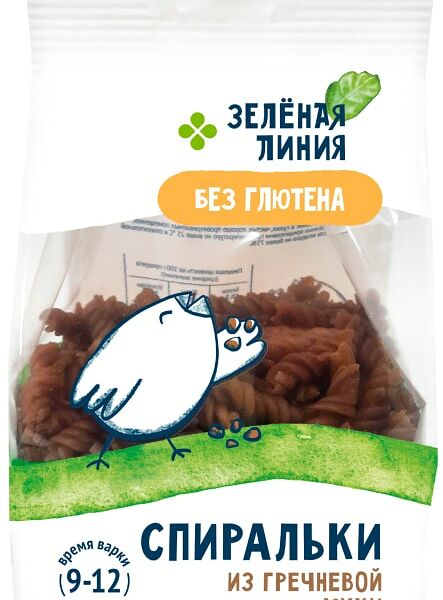 Макароны Зеленая Линия из гречневой муки Спиральки 250г