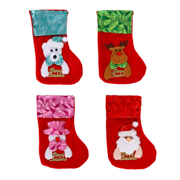 Сноу бум носок декоративный, 10х20см, полиэстер, 4 дизайна в ассортименте