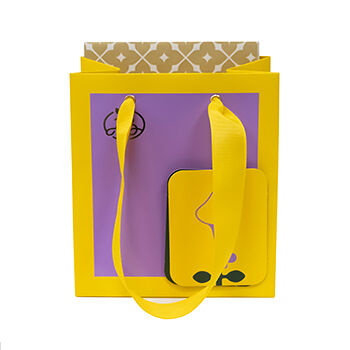 Пакет подарочный «Азбука вкуса» фиолетово-желтый с открыткой 15х17х10, Россия