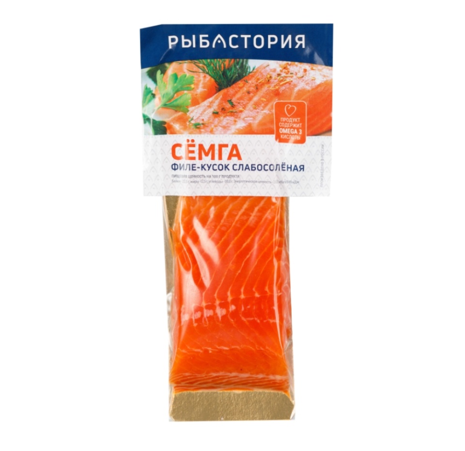 

Лосось атлантический (семга) Рыбастория слабосоленый филе-кусок 200г, Россия