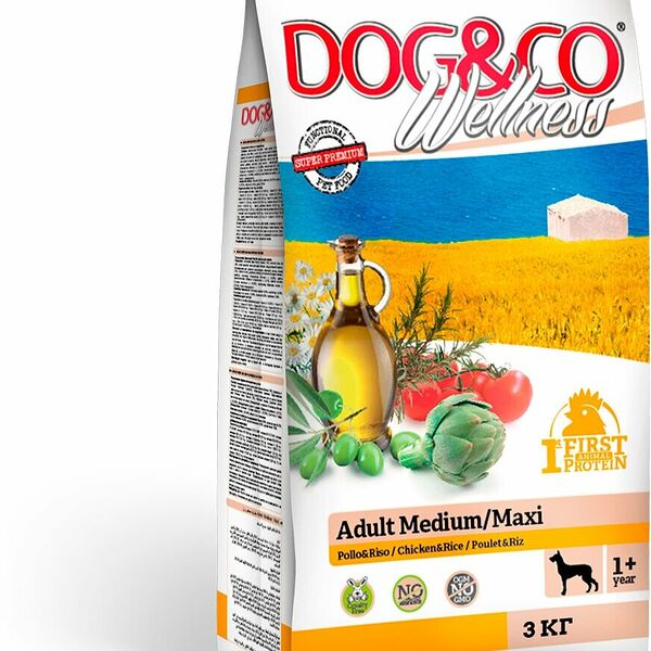 Wellness Dog&Co Adult Medium/Maxi корм для собак средних и крупных пород Курица и рис