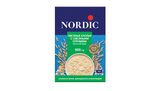 Хлопья Nordic овсяные с овсяными отрубями