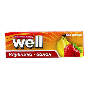 Жевательная резинка Well без сахара со вкусом клубники и банана 1 шт.