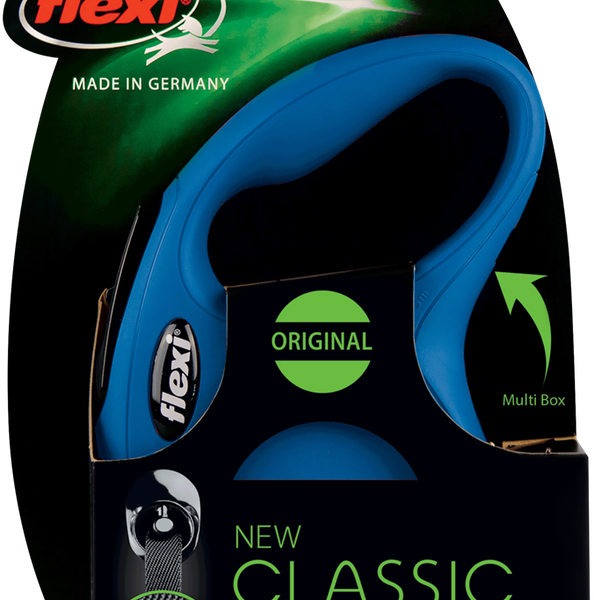 Рулетка-лента для собак Flexi New Classic, S до 15 кг, синяя, 5 м