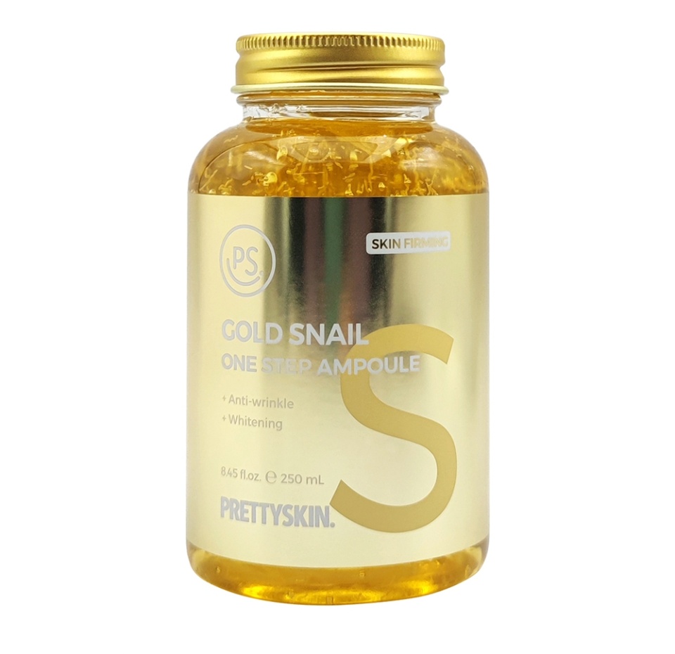 

Ампульная сыворотка Prettyskin мультифункциональная с муцином улитки и золотом, 250 мл