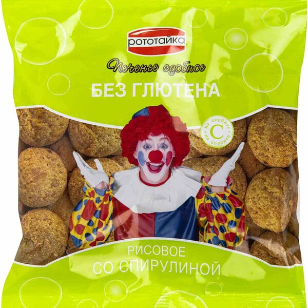 Печенье сдобное без глютена Рототайка Рисовое со спирулиной 200 г