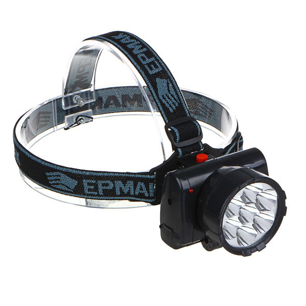 Ермак фонарь налобный аккумуляторный 7 ярк. led, шнур 220в, 8,8х7х7,6см