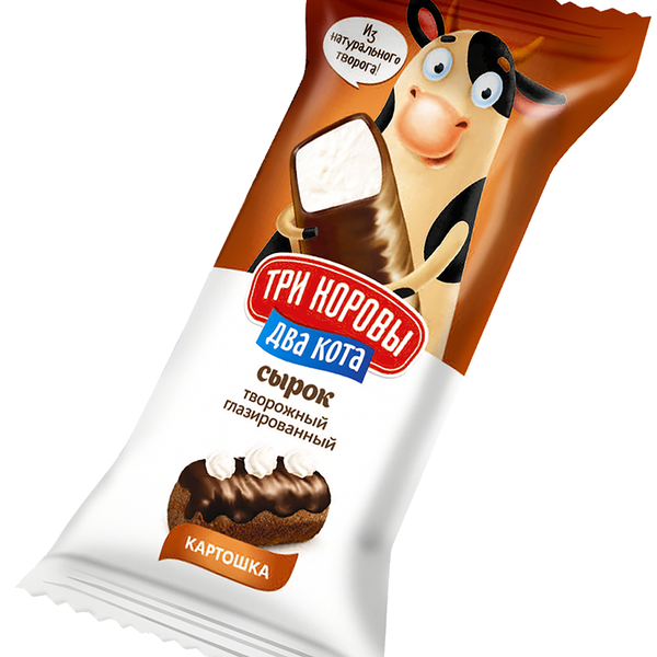 Сырок Твор. Глазированный Три Коровы Два Кота Картошка 16,5%