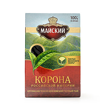 Чай черный МАЙСКИЙ Корона Российской Империи Цейлонский байховый листовой, 100г