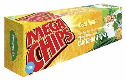 Мегачипсы картофельные Mega Chips со вкусом Сметаны и лука