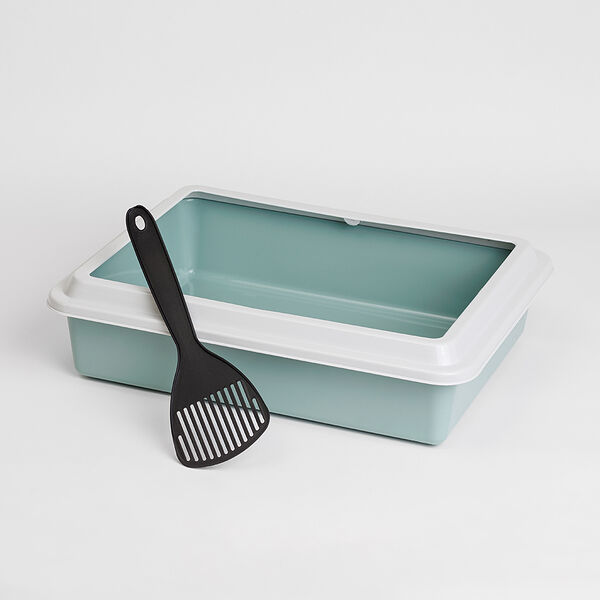 Туалет Georplast с бортом и совком для кошек мятный 43.5х34х11 см