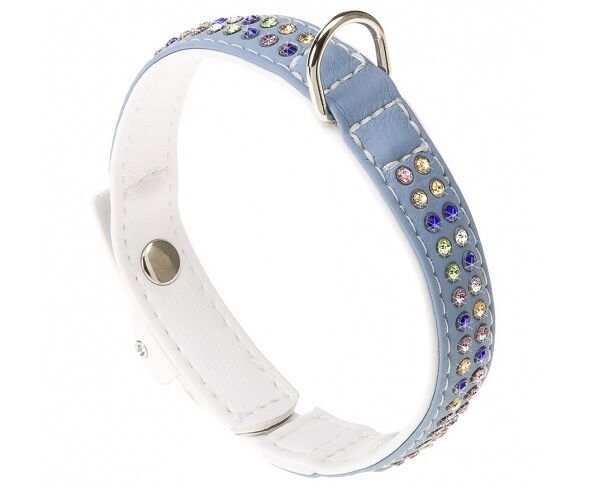 Ferplast ошейник кожаный Lux C15/28 15мм*28см, Бирюзово-белый