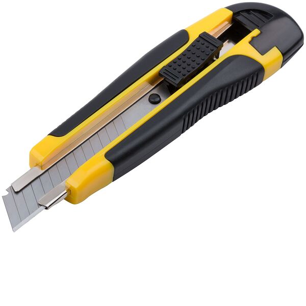 Нож технический FIT, усиленный прорезиненный, лезвие 15 сегментов, 18 мм