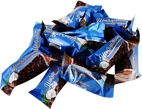 Конфеты ШОКОЛАДНИЦА Вафельные с кокосом и карамелью вес до 250г