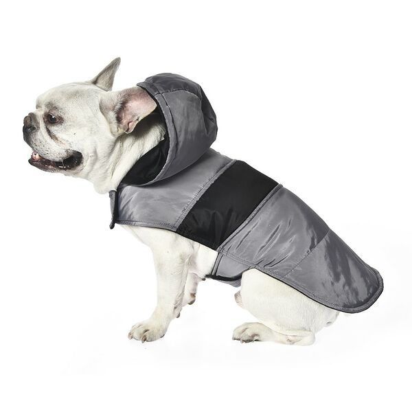 Попона для собак FOXIE Classic S (длина спины 30см) серая с капюшоном