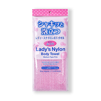 Мочалка для тела средней жёсткости женская розовая, Watts, 28*110 см, Япония