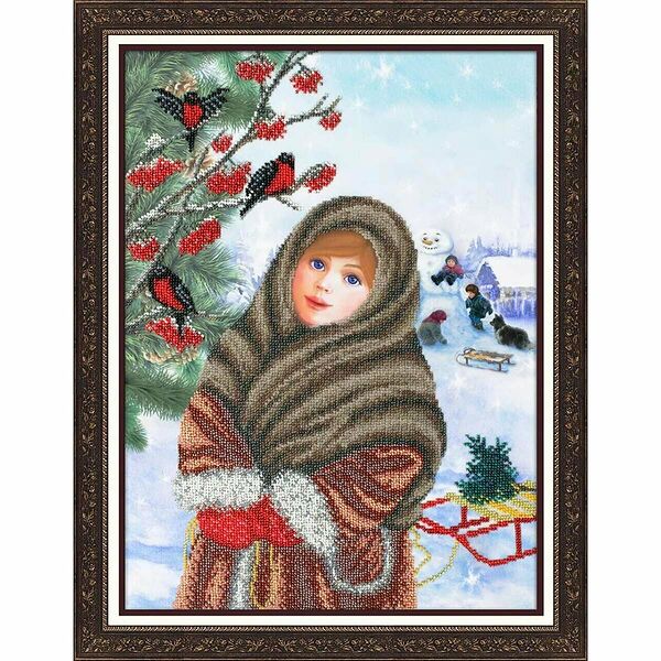 Б1512 Набор для вышивания бисером 'На зимней опушке' 30*40см