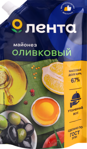 

Майонез ЛЕНТА Оливковый 67%, 380мл