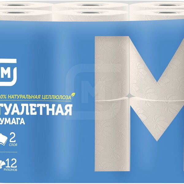 Туалетная бумага Магнит СТМ Soft двухслойная, 12 рулонов