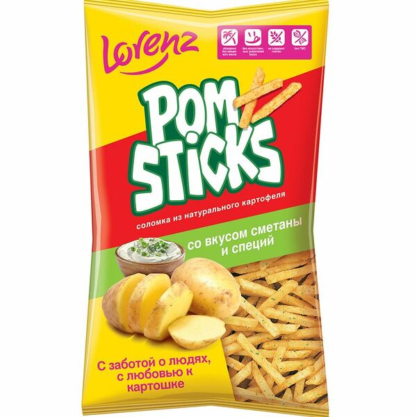 Чипсы картофельные Pomsticks соломкой со вкусом Сметаны и специй