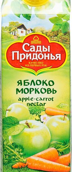 Нектар Сады Придонья Яблоко-Морковь с мякотью, 1 л