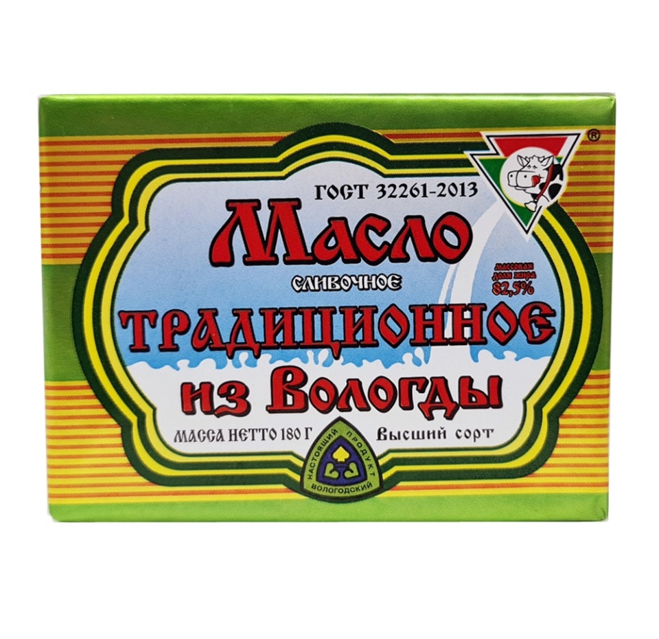 

Масло сливочное из Вологды Традиционное 82.5% 180 г