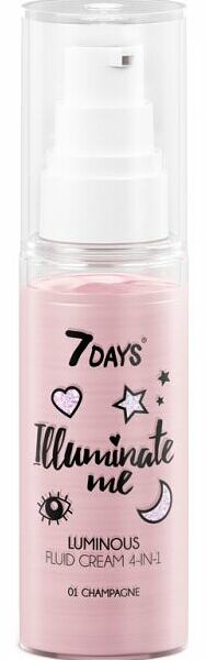Сияющий крем-флюид для лица 7 Days 4 в 1 Illuminate me Rose Girl, 01 champagne