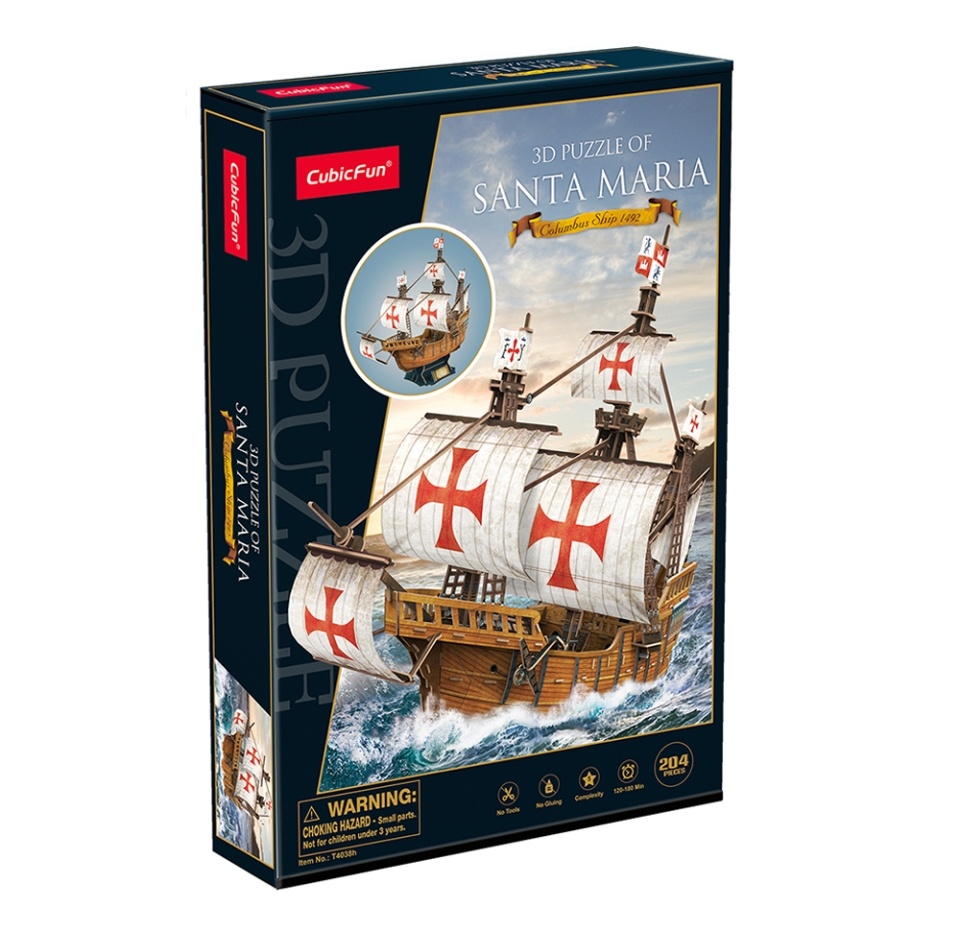 

Пазл CubicFun Корабль Санта-Мария 3D 203 детали 10+, Китай