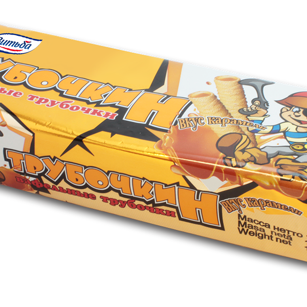 Вафельные трубочки Трубочкин вкус карамели вес 120г Витьба Республика Беларусь