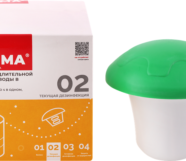 Комплексное средство МАК 4 в поплавке-дозаторе для дезинфекции воды в бассейне 