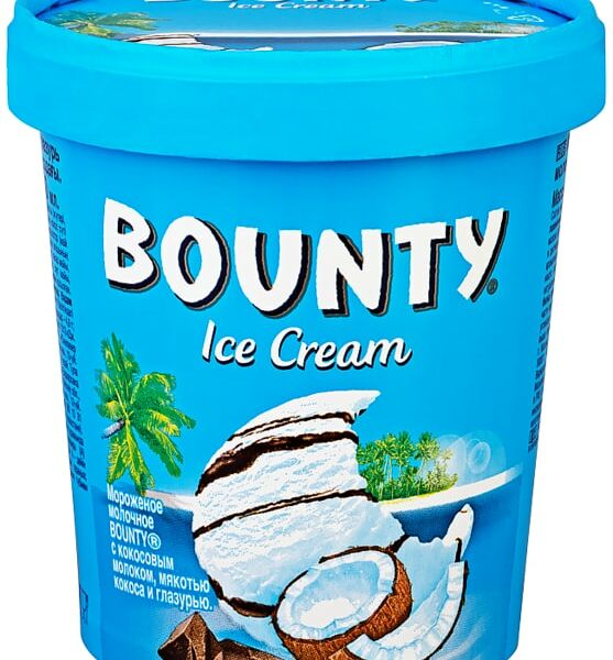 Мороженое Bounty молочное с кокосовым молоком мякотью кокоса и глазурью 272г
