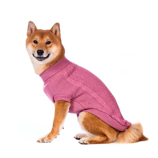 Свитер вязаный для собак 55см 4XL розовый (унисекс)