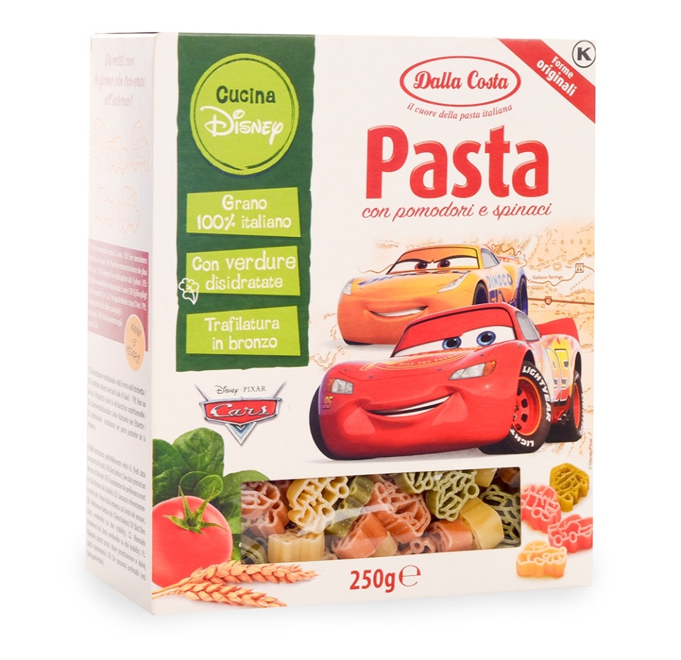 

Макаронные изделия Dalla Costa Disney Тачки трехцветные, 250г