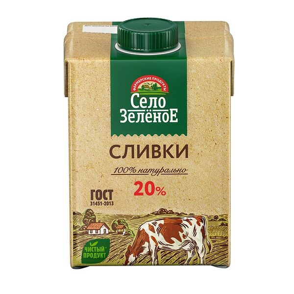 Сливки Село Зелёное 20%, 500 г