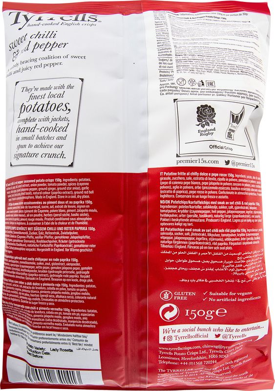 

Чипсы картофельные Tyrrells со вкусом сладкого Перца чили и красного перца 150 г