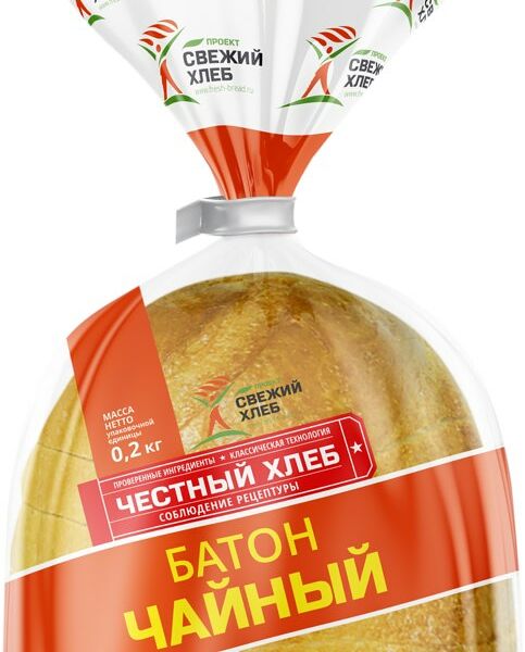 Батон Свежий Хлеб Чайный в нарезке