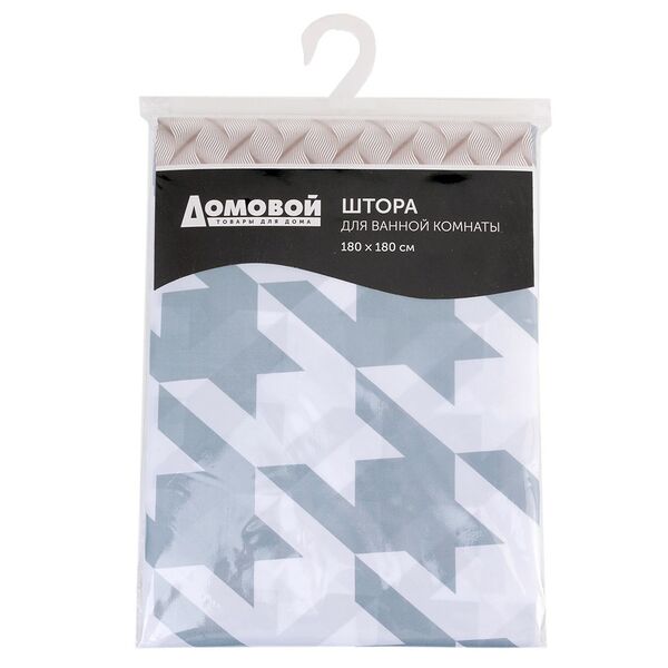 Занавеска для ванной комнаты Домовой Геометрия, 180х180 см, полиэстер