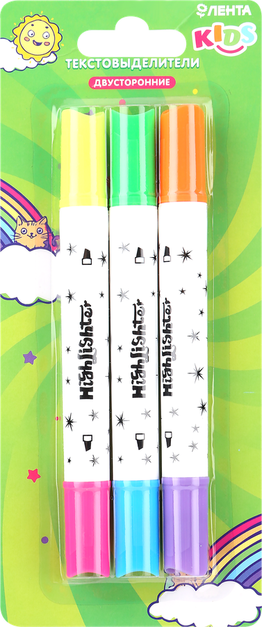 

Набор текстовыделителей ЛЕНТА KIDS двусторонние, 6 цветов, 3шт