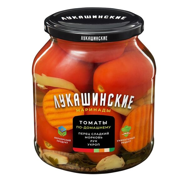 Томаты маринованные по-домашнему со сладким перцем, «Лукашинские»