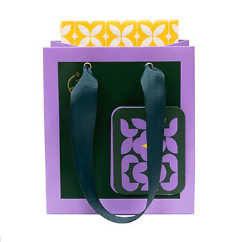 Пакет подарочный «Азбука вкуса» зелено-фиолетовый с открыткой 15х17х10, Россия