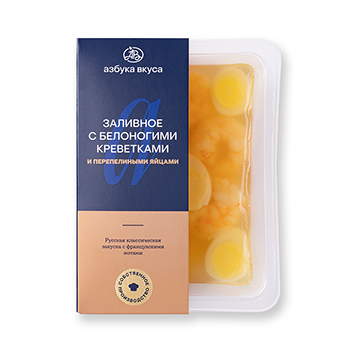 

Заливное «Азбука вкуса» с белоногими креветками и перепелиными яицами 200г, Россия