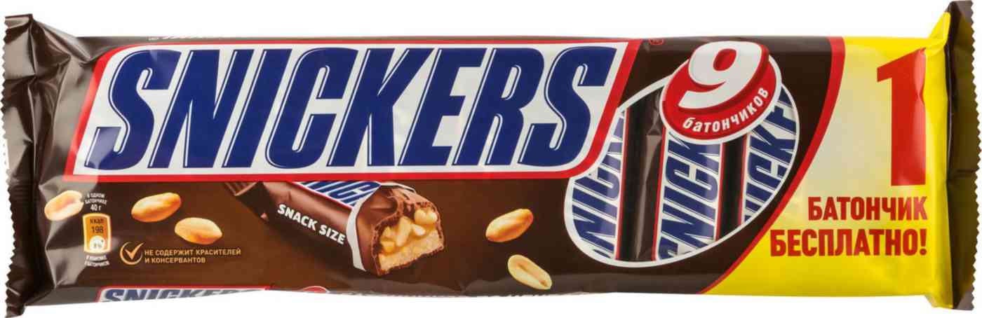 

Батончик шоколадный Snickers 9 шт х 40 г