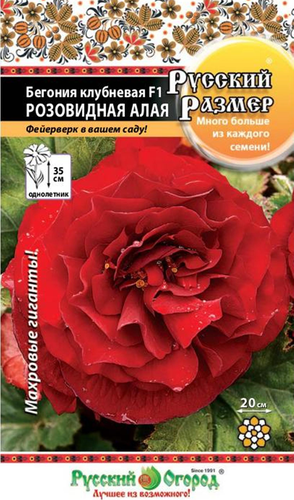 

Семена РУССКИЙ ОГОРОД Русский размер, Бегония клубневая Розовидная алая F1, 5шт