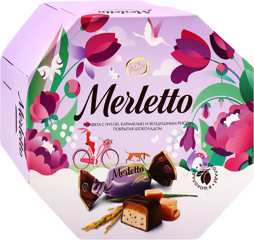 Конфеты Merletto с нугой карамелью и воздушным рисом