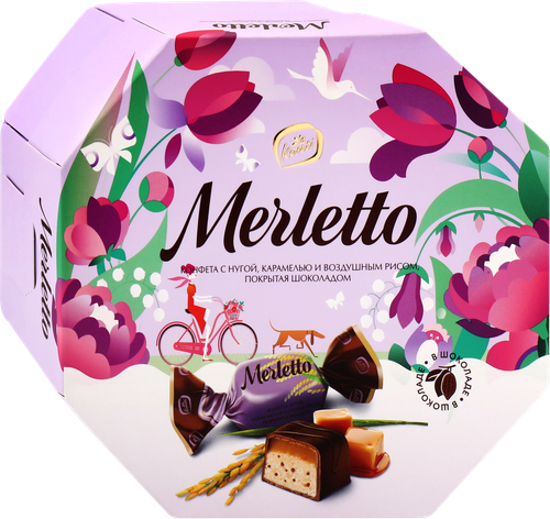 

Конфеты Merletto с нугой карамелью и воздушным рисом 150 г