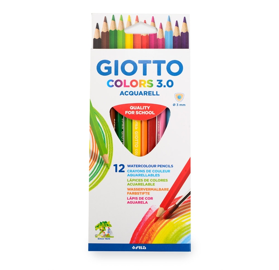 

Карандаши цветные Giotto colors 3.0 акварельные деревянные треугольной формы 12шт., Италия