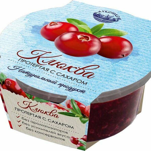 Клюква протертая ЛУКОШКО с сахаром, 200г