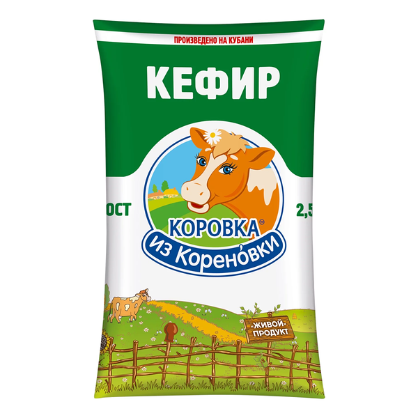 Кефир Кореновский 2,5% 900гр п/э БЗМЖ (КМКК)
