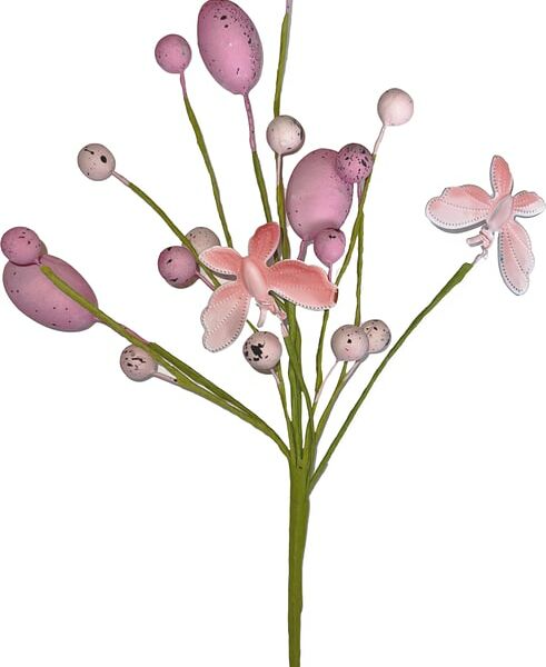 Веточка украшенная пасхальная с бабочкой 25см